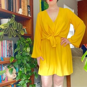 Vibrant Yellow Long Sleeve Dress Topshop